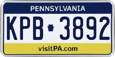 PA license plate KPB3892