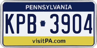 PA license plate KPB3904