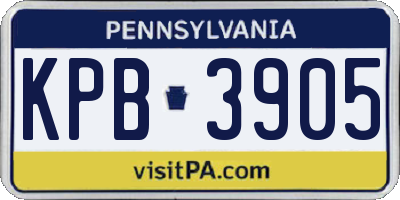 PA license plate KPB3905