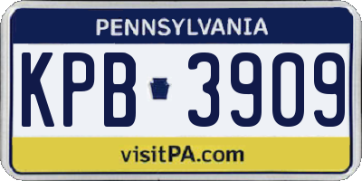 PA license plate KPB3909