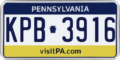PA license plate KPB3916