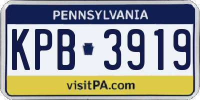 PA license plate KPB3919