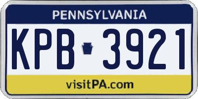 PA license plate KPB3921
