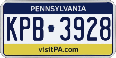 PA license plate KPB3928
