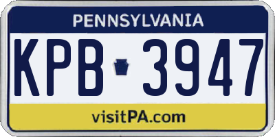 PA license plate KPB3947