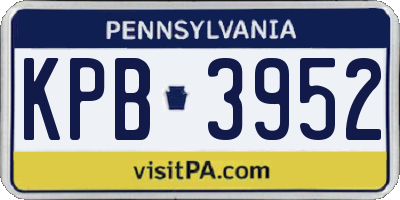 PA license plate KPB3952