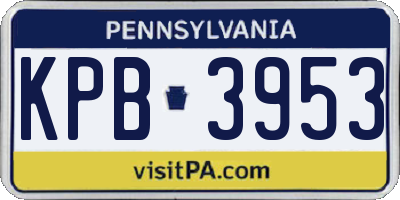 PA license plate KPB3953