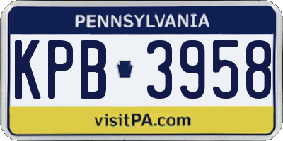 PA license plate KPB3958