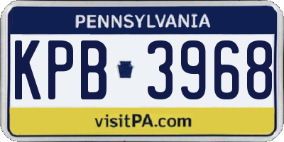 PA license plate KPB3968