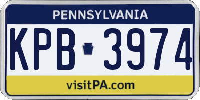 PA license plate KPB3974