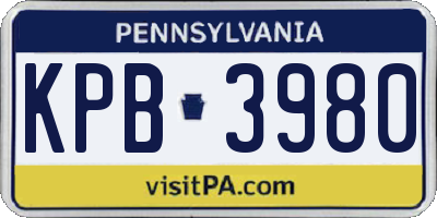 PA license plate KPB3980