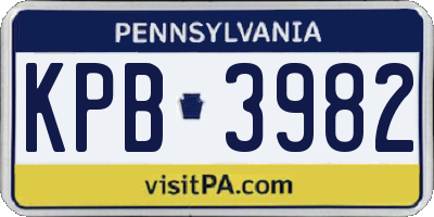 PA license plate KPB3982