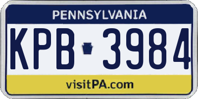 PA license plate KPB3984