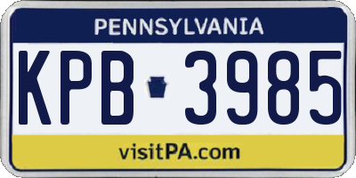 PA license plate KPB3985