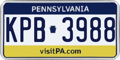 PA license plate KPB3988