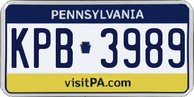 PA license plate KPB3989