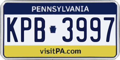 PA license plate KPB3997