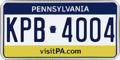 PA license plate KPB4004