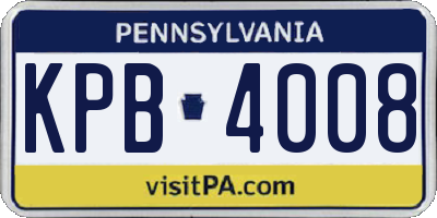 PA license plate KPB4008