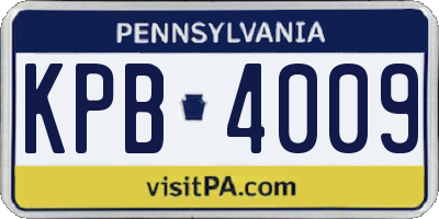 PA license plate KPB4009