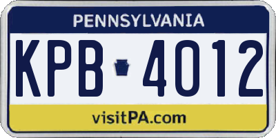 PA license plate KPB4012