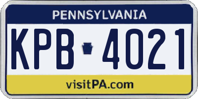PA license plate KPB4021