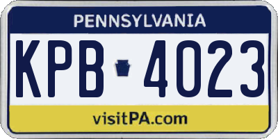 PA license plate KPB4023