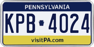 PA license plate KPB4024