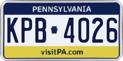PA license plate KPB4026