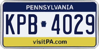 PA license plate KPB4029