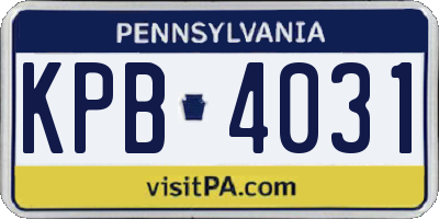 PA license plate KPB4031
