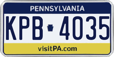 PA license plate KPB4035