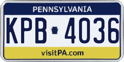 PA license plate KPB4036