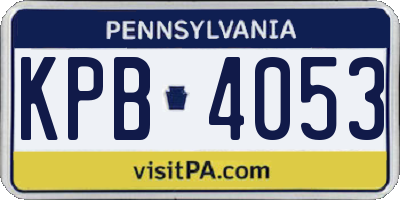 PA license plate KPB4053