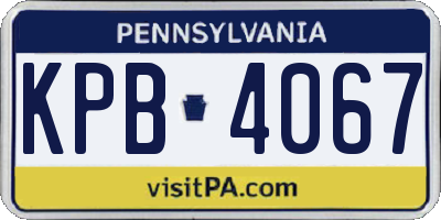 PA license plate KPB4067
