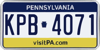 PA license plate KPB4071