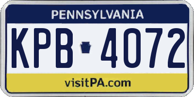 PA license plate KPB4072