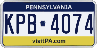 PA license plate KPB4074