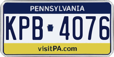 PA license plate KPB4076