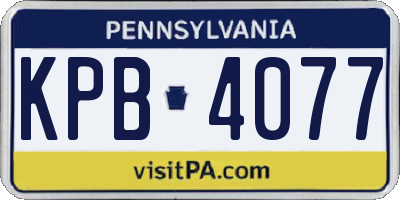 PA license plate KPB4077