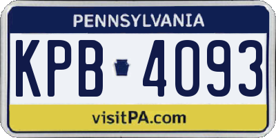 PA license plate KPB4093