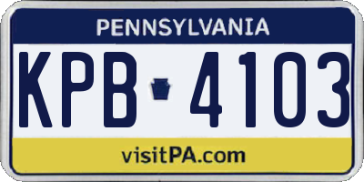 PA license plate KPB4103