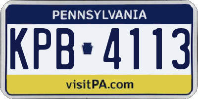 PA license plate KPB4113
