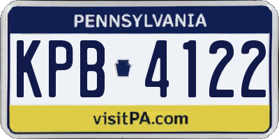 PA license plate KPB4122