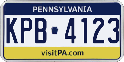 PA license plate KPB4123