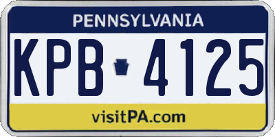 PA license plate KPB4125