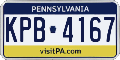 PA license plate KPB4167