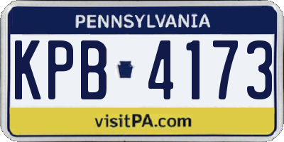 PA license plate KPB4173