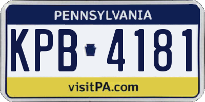 PA license plate KPB4181