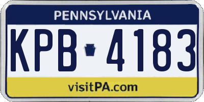 PA license plate KPB4183